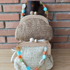 Bolso rafia asa piezas de colores