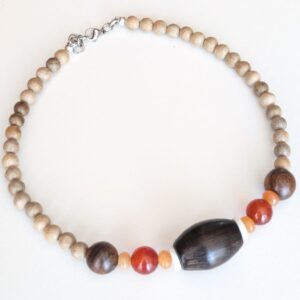 Gargantilla madera y ágata naranja