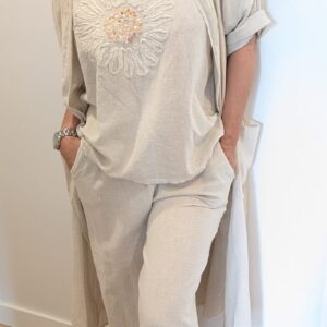 Conjunto Flor color beige